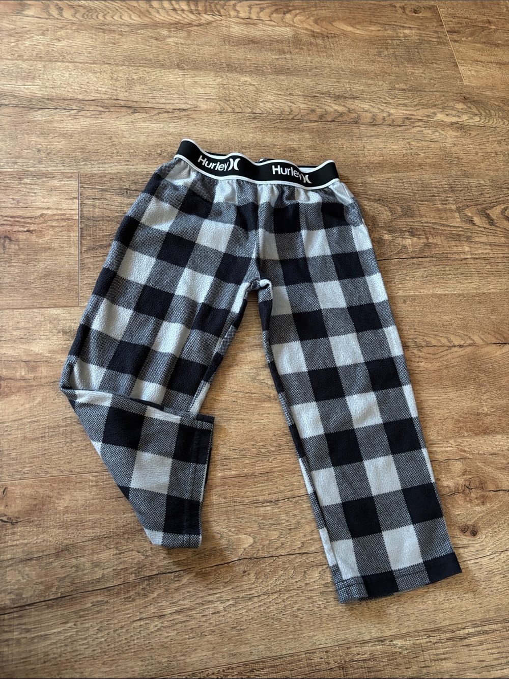 Hurley Black and Gray Plaid Fleece Pants